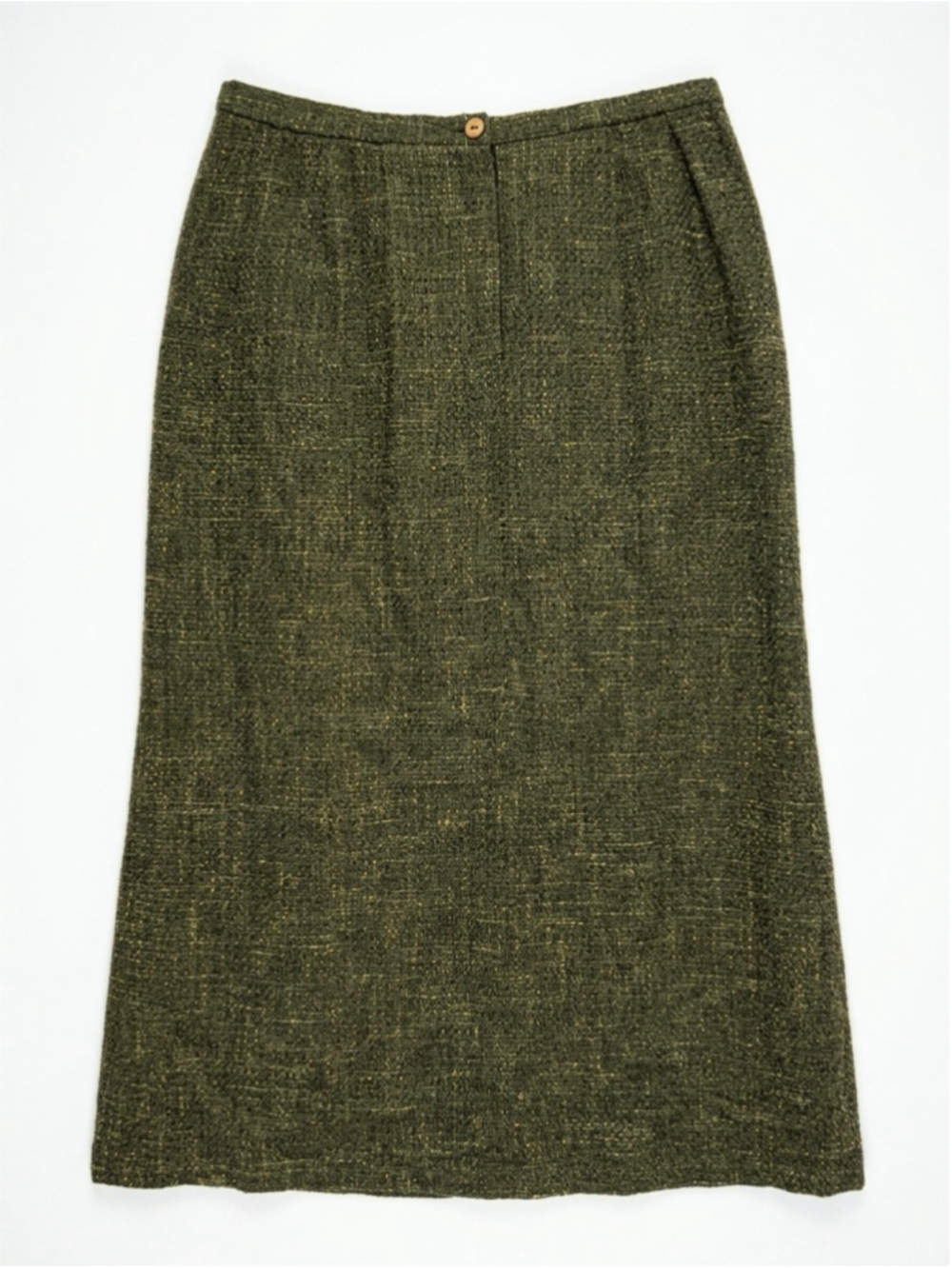 70s Bets by Canvasbacks A-Line Midi Skirt in Olive Green - Picture 3 of 3